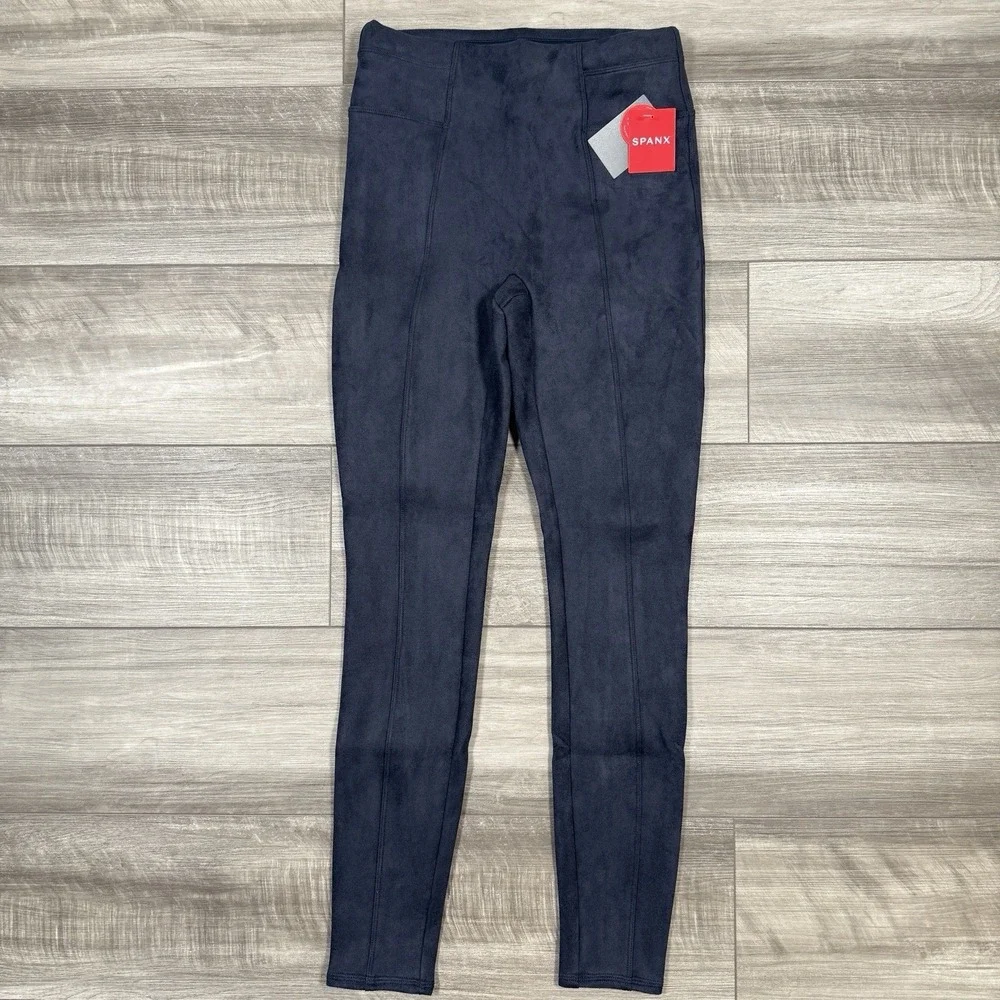 SPANX Womens Faux‎ Suede Classic Navy Shaping Leggings Size Small 20322R NEW